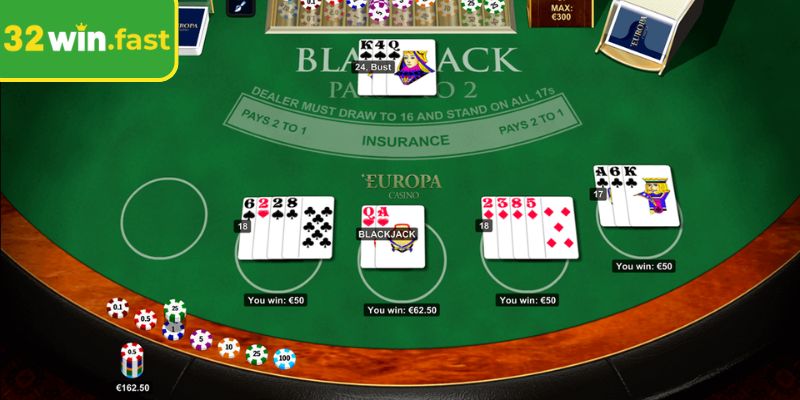Giao diện sảnh cược blackjack hiện đại
