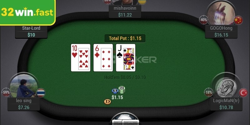 Poker 32WIN thể hiện bản lĩnh qua từng vòng tố